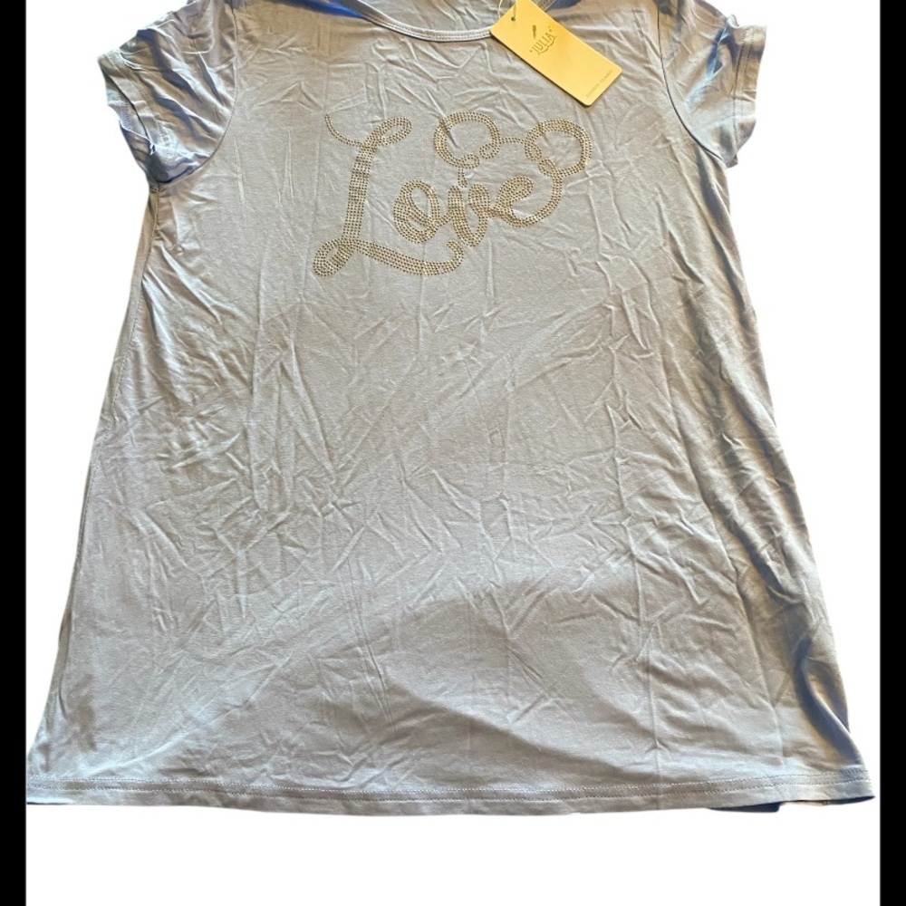 Blue Short Sleeve Tee with Textured Mickey Mouse Script Design